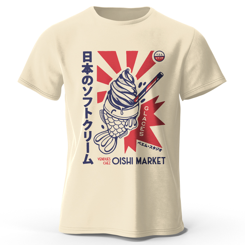 Japan Lifestyle And Culture - T-Shirt 100% coton imprimé Foodie japonais,