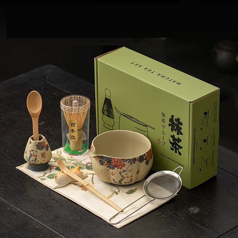 Matcha Bowl Chawan - Ensemble de fabrication de Matcha rouge