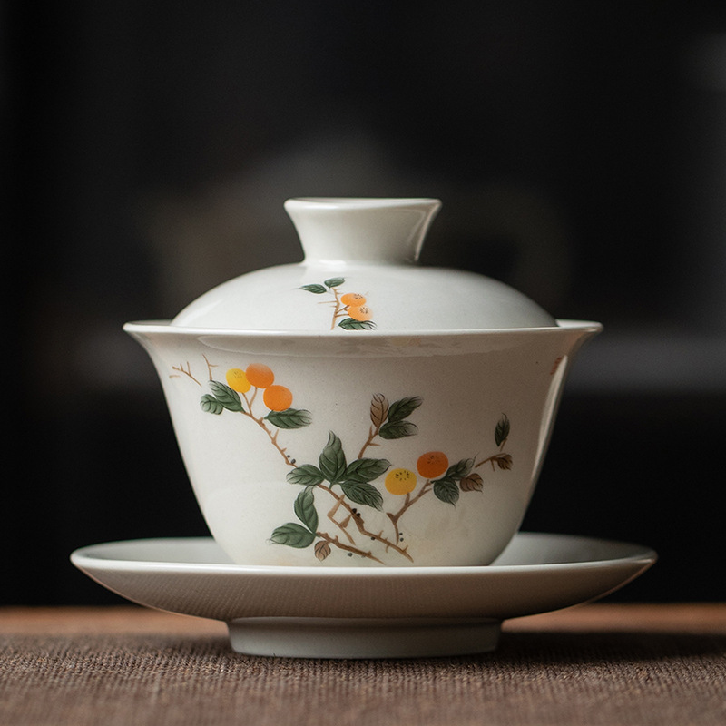 Matcha Bowl Chawan - Gaiwan en céramique herbe et bois,