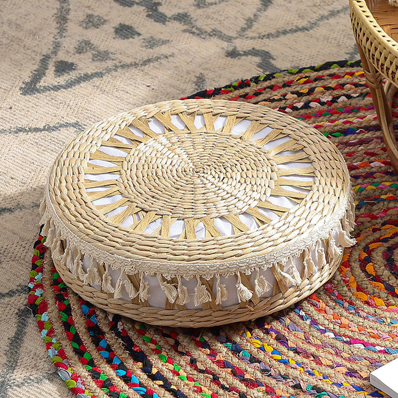 Coussin de sol en jonc tressé, - Tatami Mat Rush avis et prix